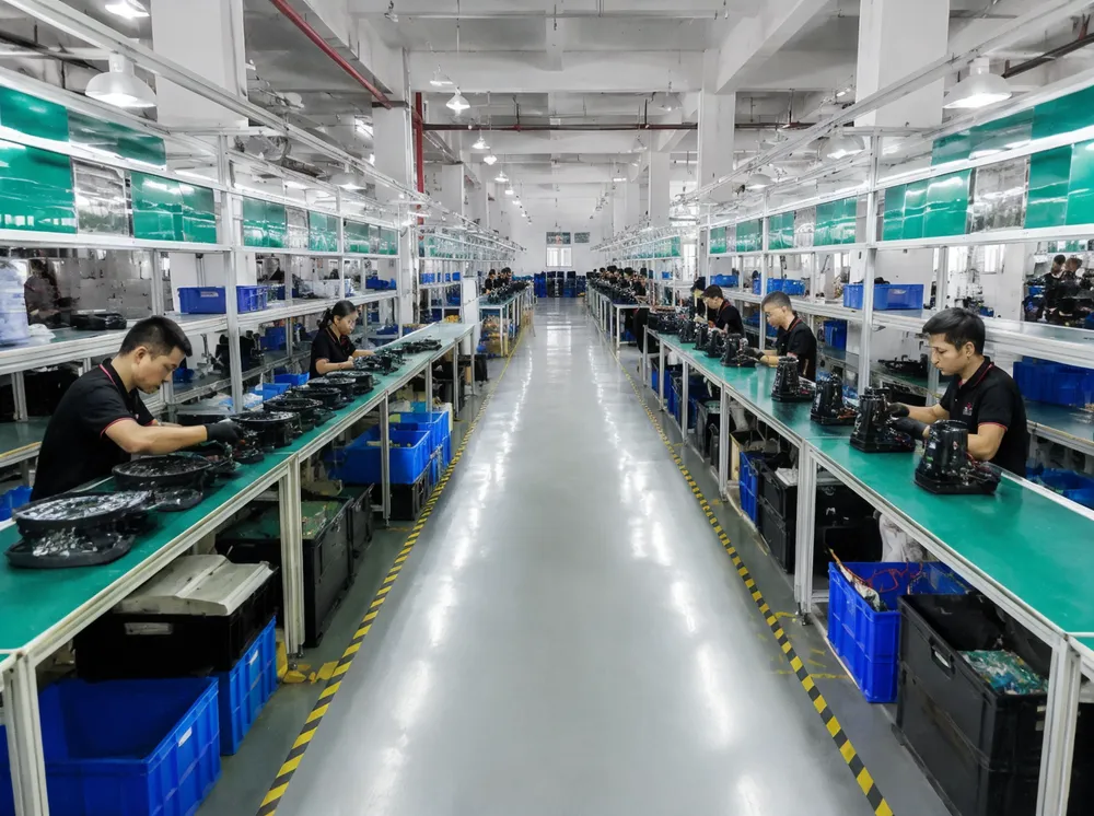 GDMonkey 16,700 square meter production floor with six parallel assembly lines for LED stage lighting fixtures