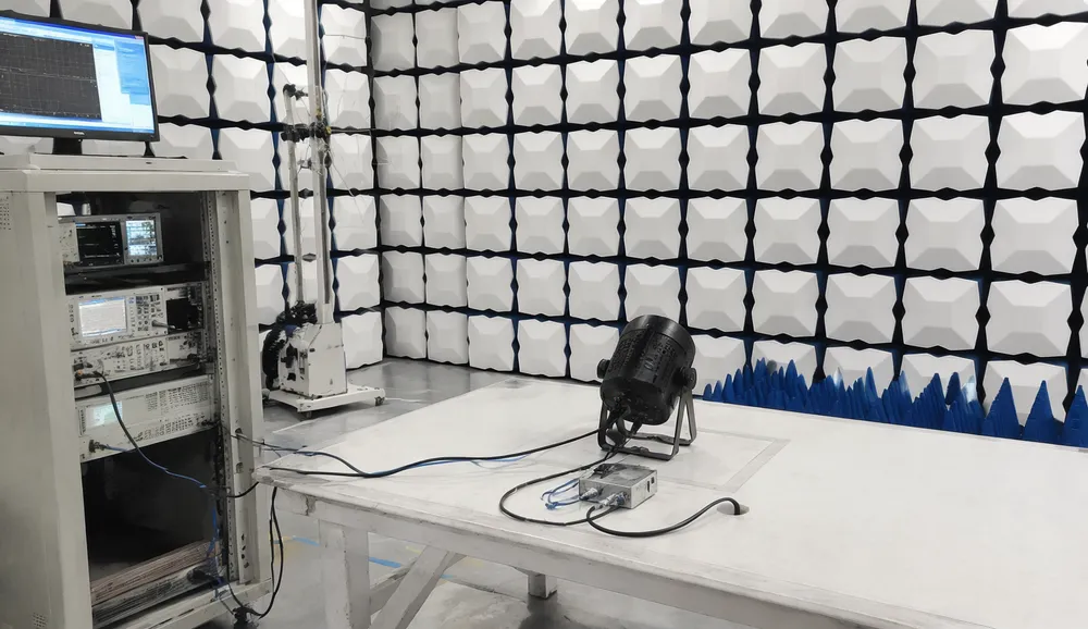 GDMonkey EMC pre-compliance test chamber used during stage lighting development