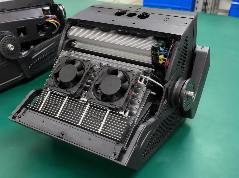 Die-cast aluminum thermal management system in professional church stage lighting fixtures