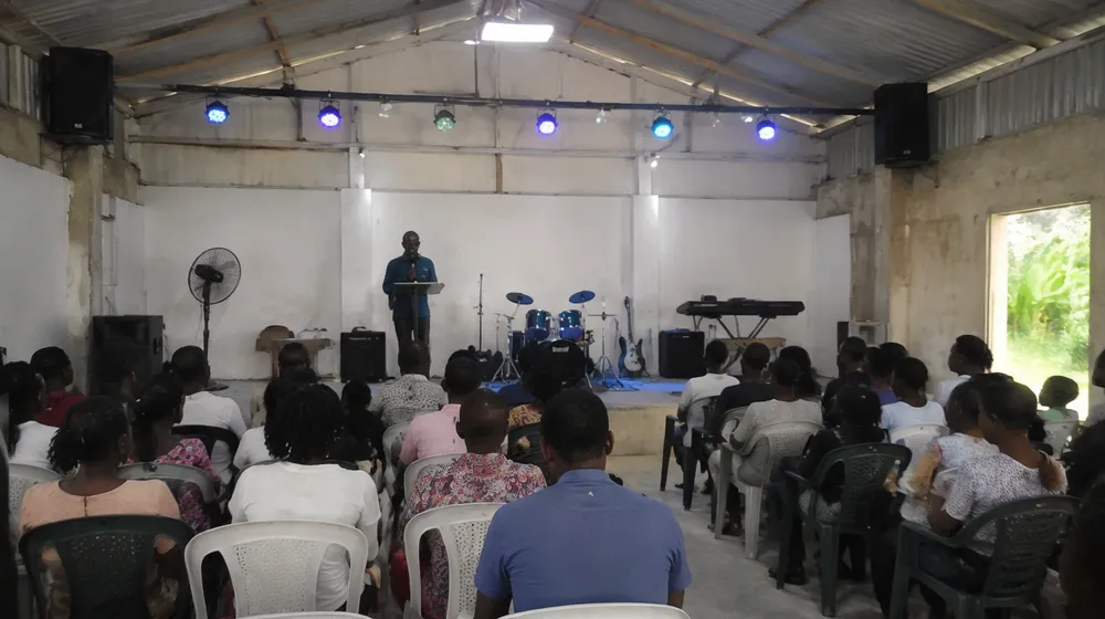 Small congregation in developing market using simple LED stage lighting