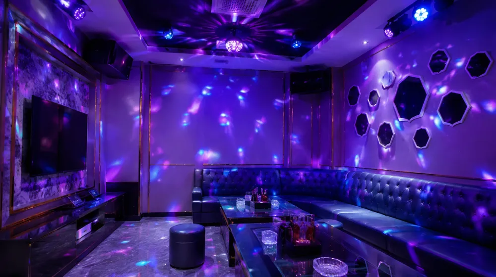 LED disco DJ lights installed in KTV karaoke venue room