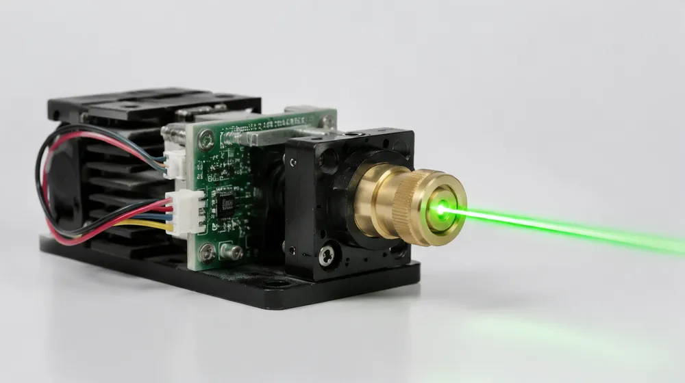 Diode-direct green laser module showing semiconductor laser diode with direct 532nm output without frequency conversion