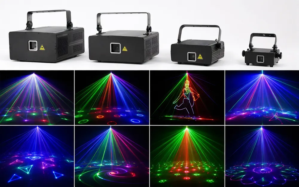 Professional DJ laser light system with multi-pattern DMX output