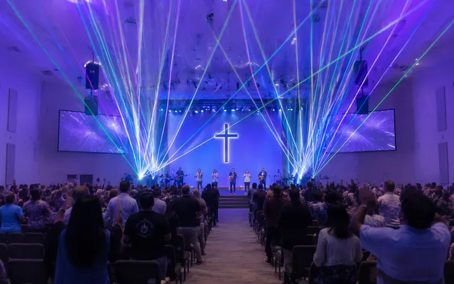 RGB laser projector providing visual effects in a house of worship auditorium