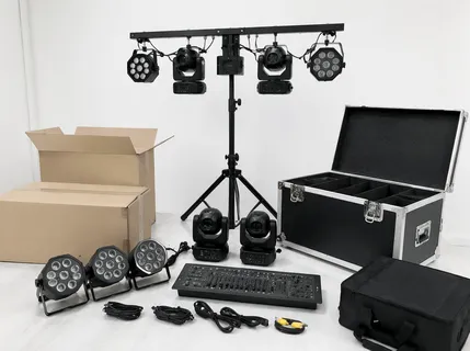 OEM branded DJ lights setup kit with custom packaging and logo engraving on fixture housing