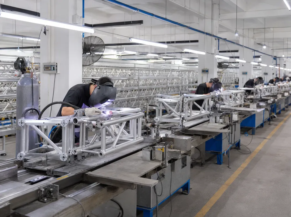 TIG welding production line for aluminum truss manufacturing at GDMonkey factory