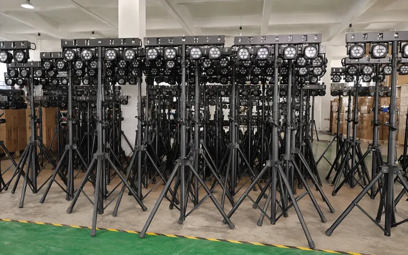 Rental company fleet of gigbar units stacked for delivery