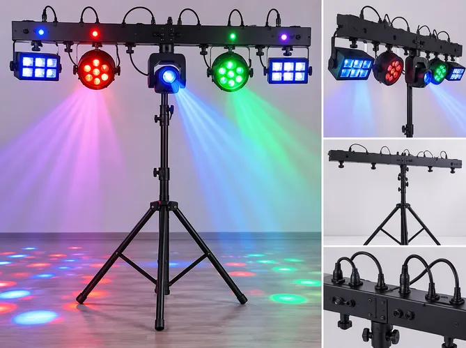 DJ lights gigbar — all-in-one system with stand, crossbar, and pre-wired fixture mounting points