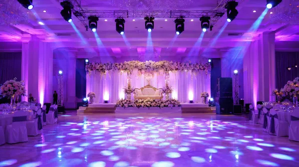 Uplighting and dance floor effects for wedding events