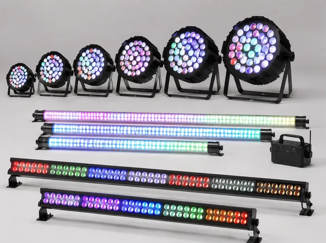 LED DJ par lights — compact RGBW par cans for uplighting and stage wash