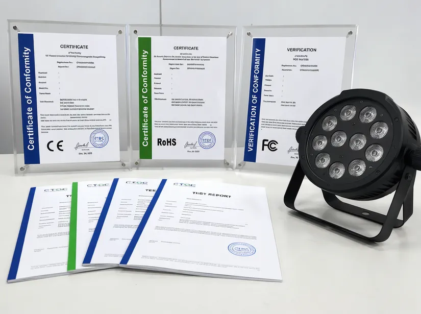 LED DJ spotlight CE FCC RoHS certification documentation package