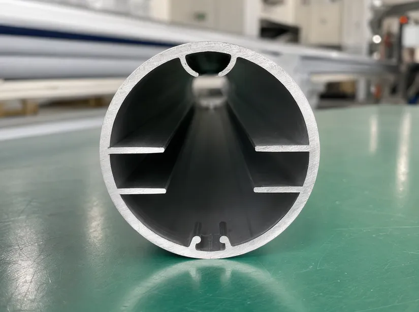 6063-T5 aluminum extrusion cross-section showing internal cooling fin geometry of LED DJ tube light