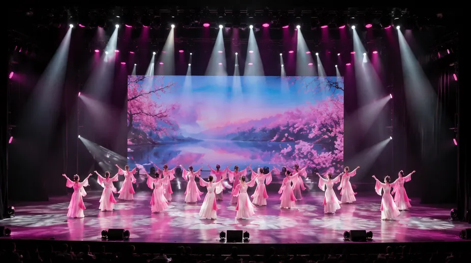High CRI LED moving heads in a theater performance setting