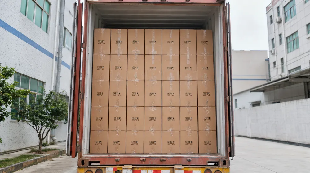 Party DJ lights export packaging configured for optimal container loading density