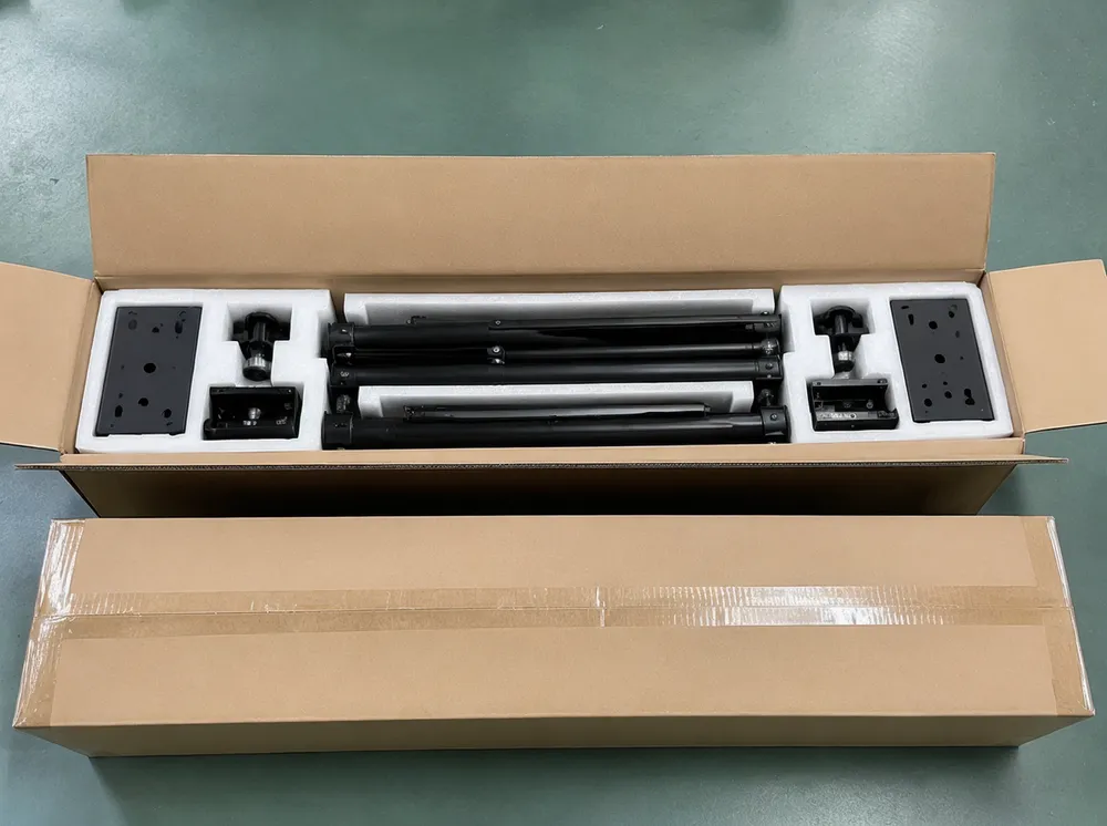 Party DJ lights tripod knock-down packaging with EPE foam insert and double-wall corrugated carton