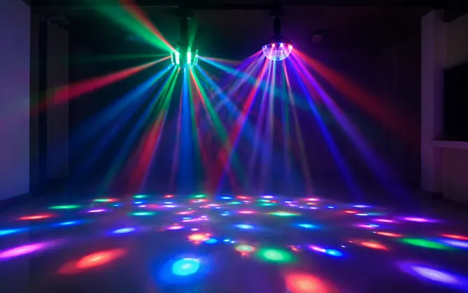 Derby and moonflower multi-color rotating beam effect with wide coverage