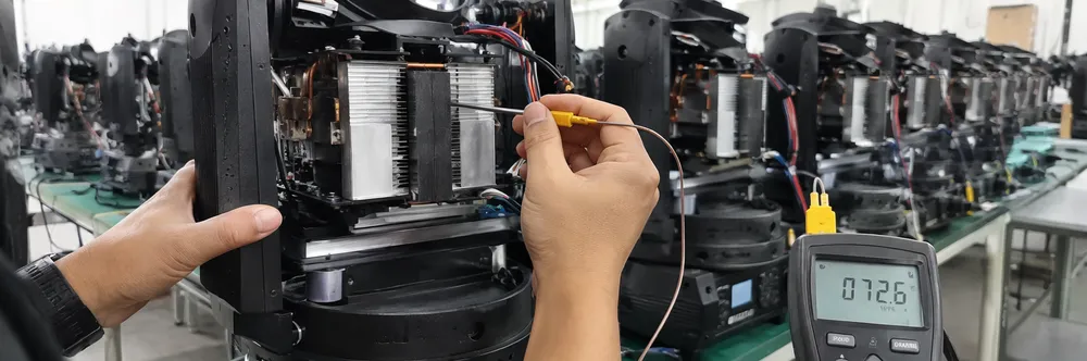 Thermocouple measurement during burn-in testing of DJ light heatsink assembly