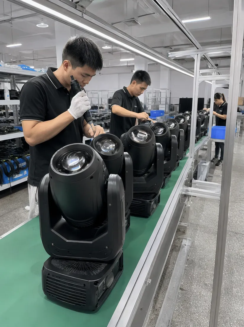 Professional DJ lights manufactured at GDMonkey factory facility