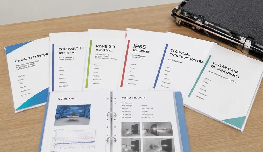 Compliance documentation and certification packages for LED backdrop panel import markets