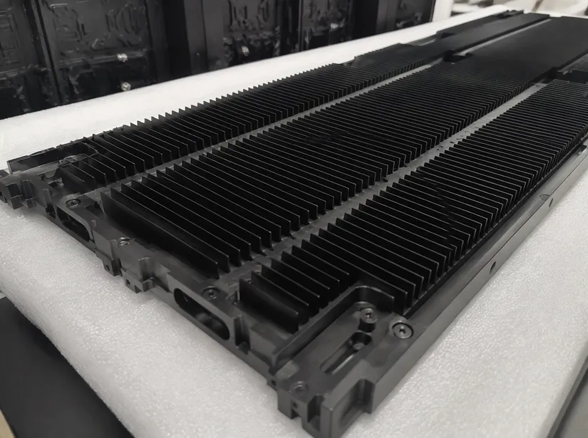 LED panel heatsink fin array designed for 45°C ambient thermal dissipation
