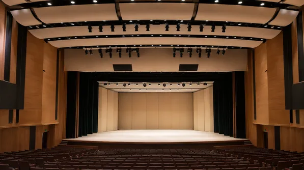 Performing arts center with architecturally integrated silent fixtures and high CRI output