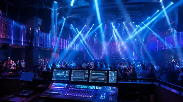 Nightclub with high-duty-cycle fixtures running multi-zone DMX programming over ArtNet