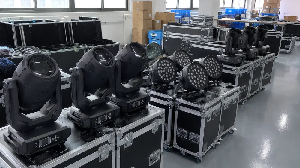 Concert stage lighting sample units ready for export shipping