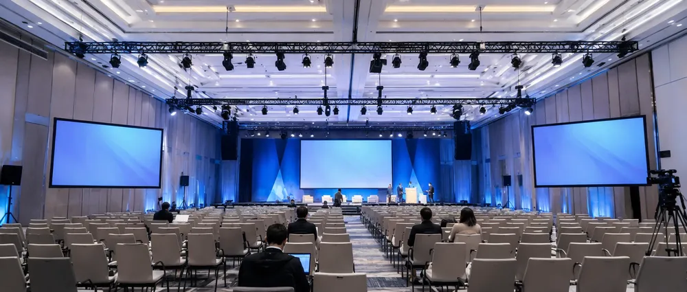 LED stage lighting with tunable white color temperature for corporate conference and on-camera presentations