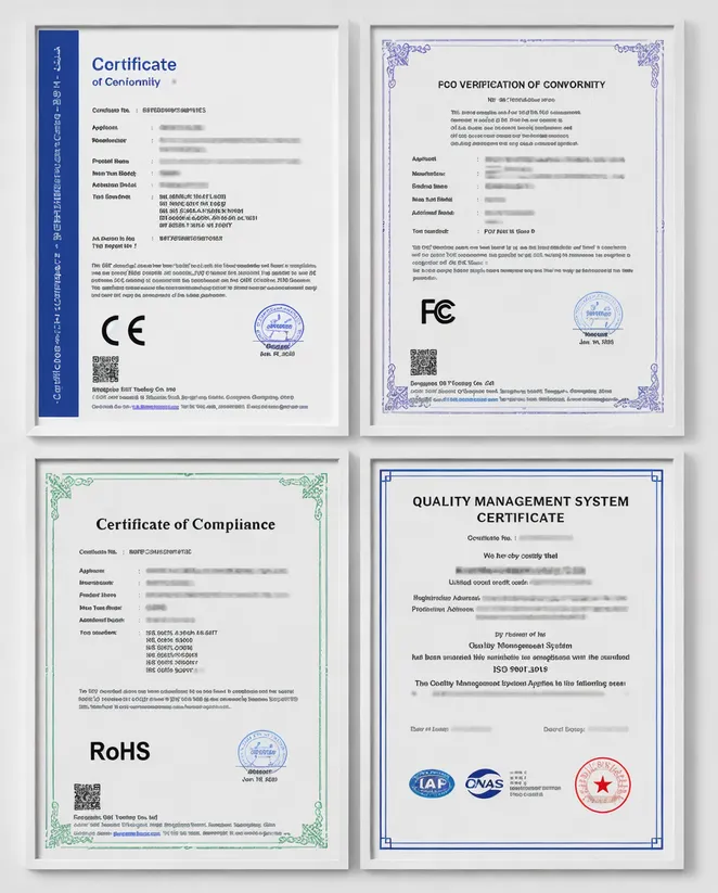 CE, FCC, and RoHS certification documents for moving head stage lighting