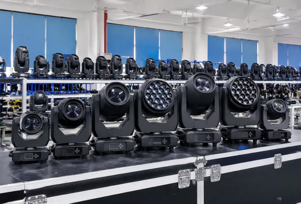 GDMonkey moving head stage lighting fixtures lineup — beam, spot, wash, and hybrid models