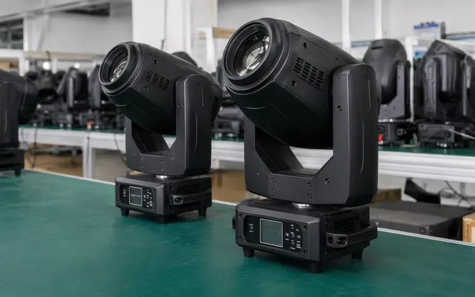 DMX-512 stage lighting spotlight with addressable control for system integration