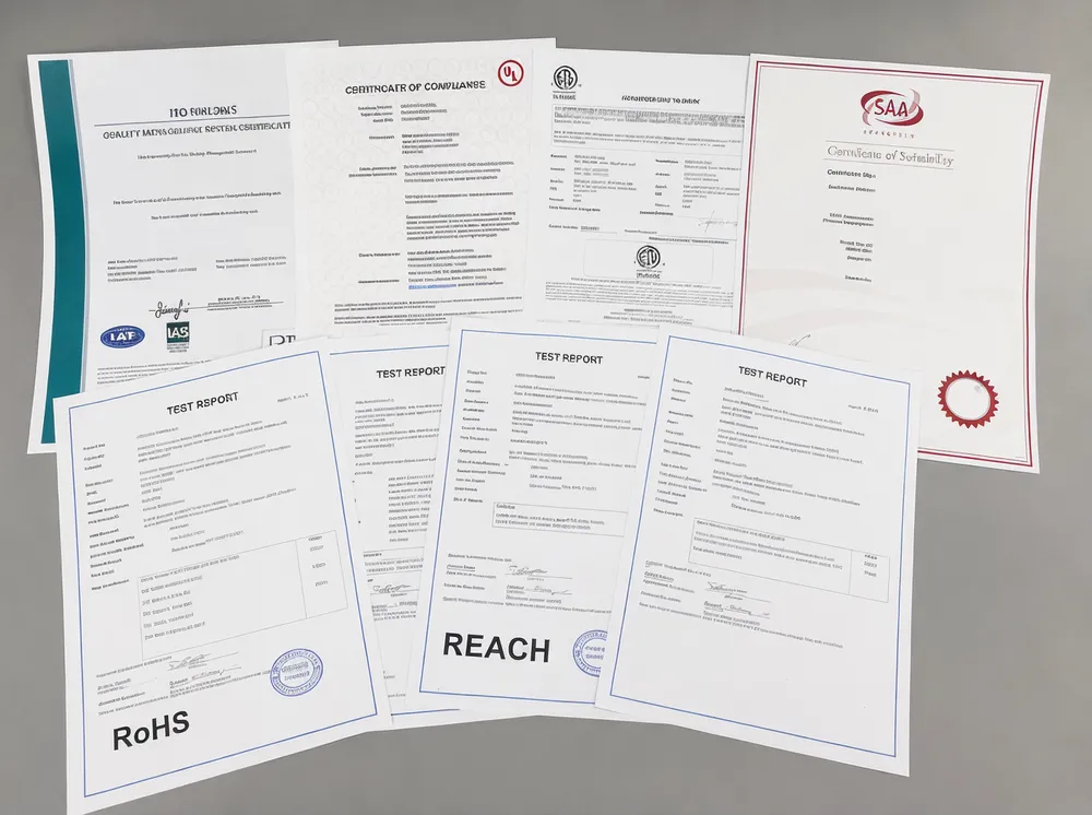 Compliance certification documents and test reports for moving head spotlight exports