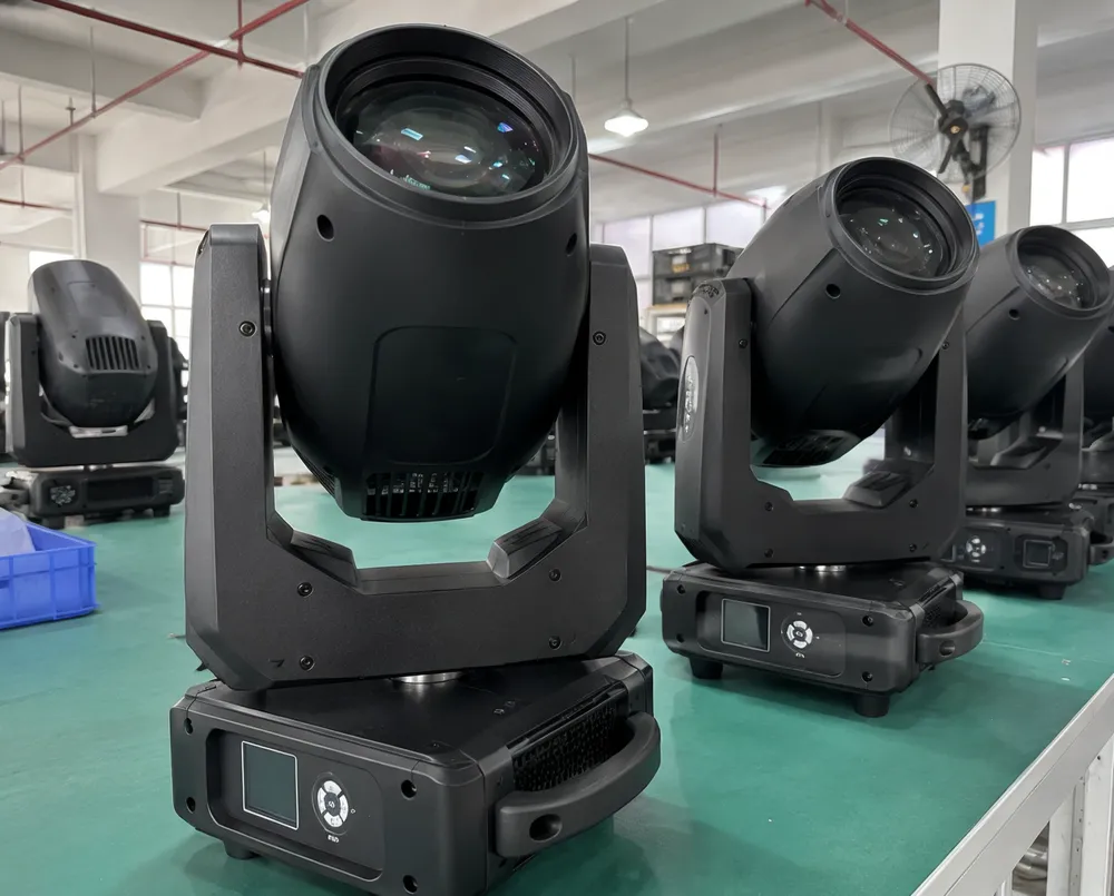 GDMonkey moving head stage lighting spotlight — full DMX controlled LED fixture with motorized pan/tilt
