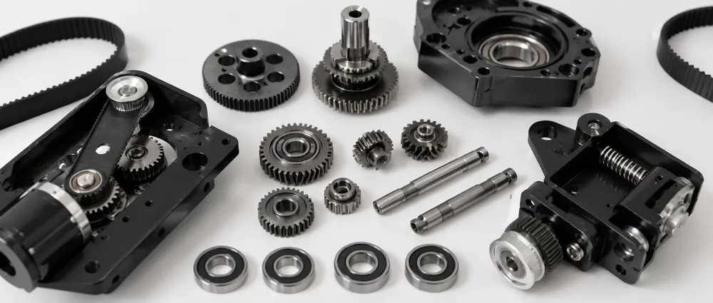 CNC-cut hardened steel gear reduction set for GDMonkey moving head pan/tilt drive