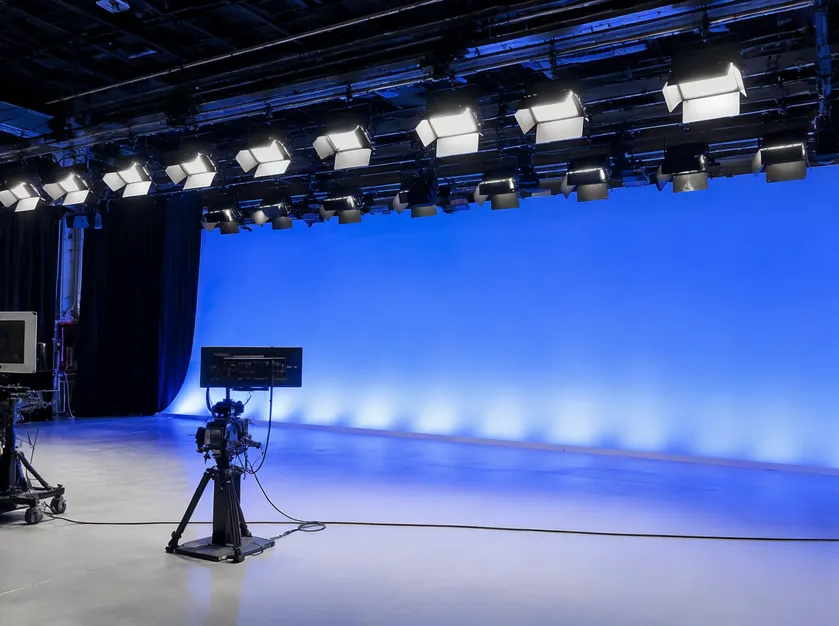 Flood lights providing uniform cyclorama wash in a broadcast studio