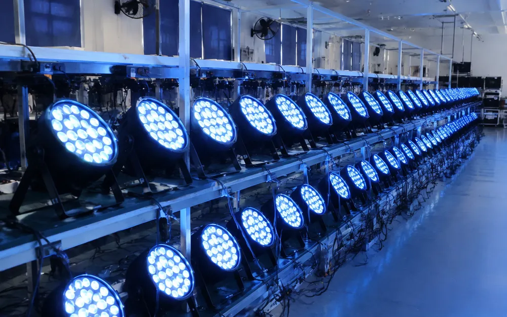GDMonkey stage lighting flood lights — wide-beam LED wash fixtures for commercial stage installations