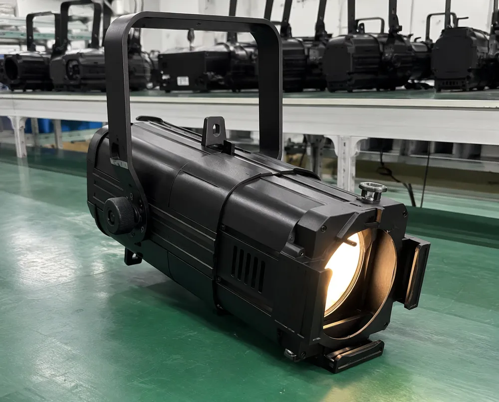 GDMonkey warm white stage lighting spotlight — COB LED profile fixture in die-cast aluminum housing