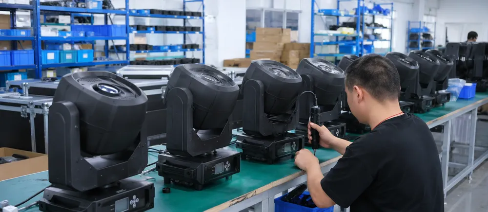 Custom branded wedding lighting fixtures with OEM logo application during GDMonkey production line branding changeover